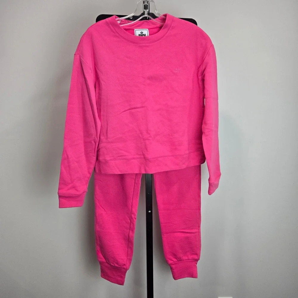 NWT Juicy Couture Preppy Pink Tracksuit Set‎ Sweatshirt Joggers XS and S Y2K